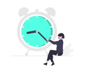 a woman sitting on a ledge holding a large clock. Digital Marketing, Strategy, Paid Media. Ana Isabel Moura.