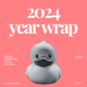 a white rubber duck with a black beak, 2024 year wrap, 2024.Digital Marketing, Strategy, Paid Media. Ana Isabel Moura.